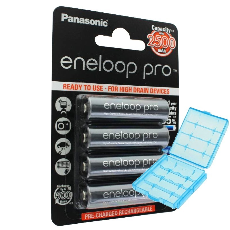 Panasonic eneloop Pro (ehem. Sanyo eneloop Pro) HR-3UWX 4er Pack min. 2500mAh und Akkubox