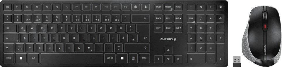 Cherry Tastatur-Maus Set DW 9500 Slim, Wireless, Bluetooth, schwarz DE, Optisch, 2400 dpi, Akku, Retail
