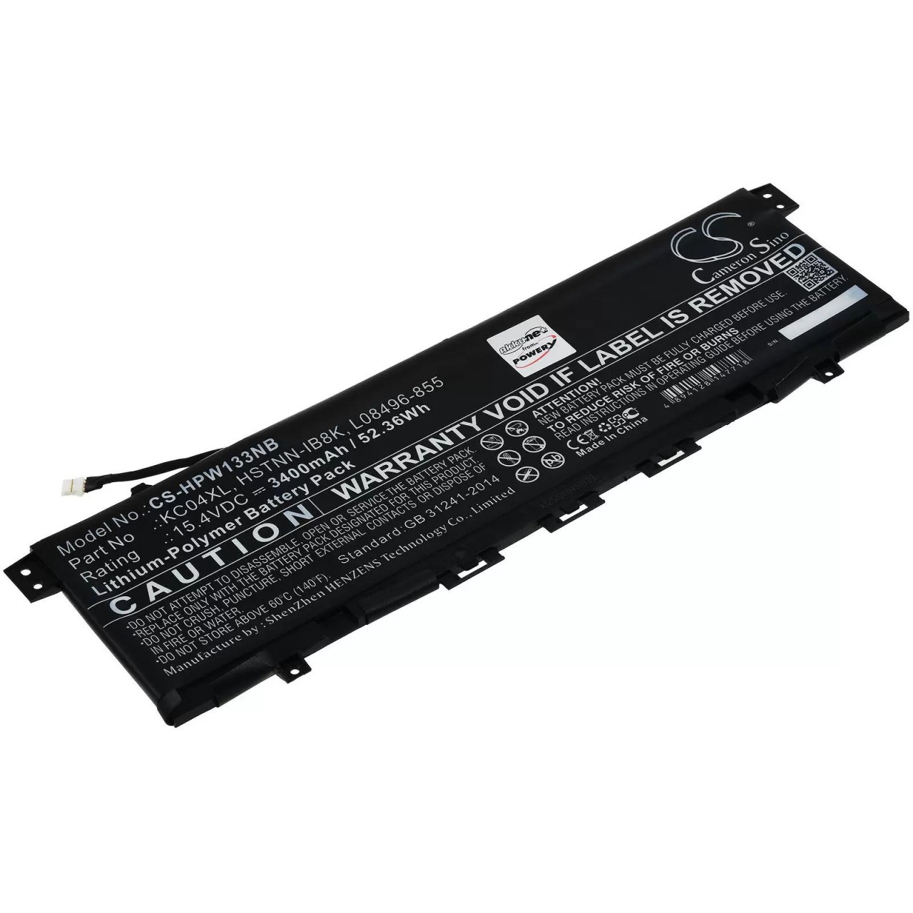Akku passend für Laptop HP Envy X360 13-ag0003ng, X360 13-ag0004ng, Typ KC04XL u.a. - 15,4V - 3400 mAh