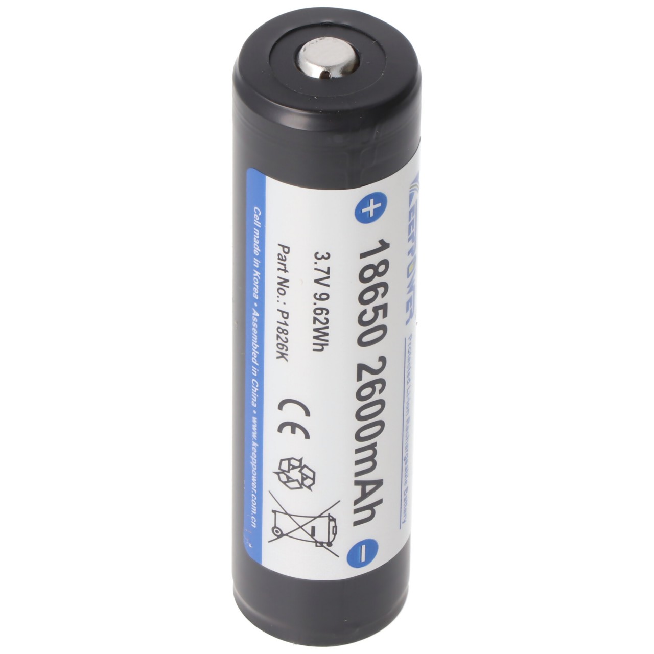 Keeppower 18650 - 2600mAh, 3,7V Li-Ion-Akku geschützt 69,2x18,5mm