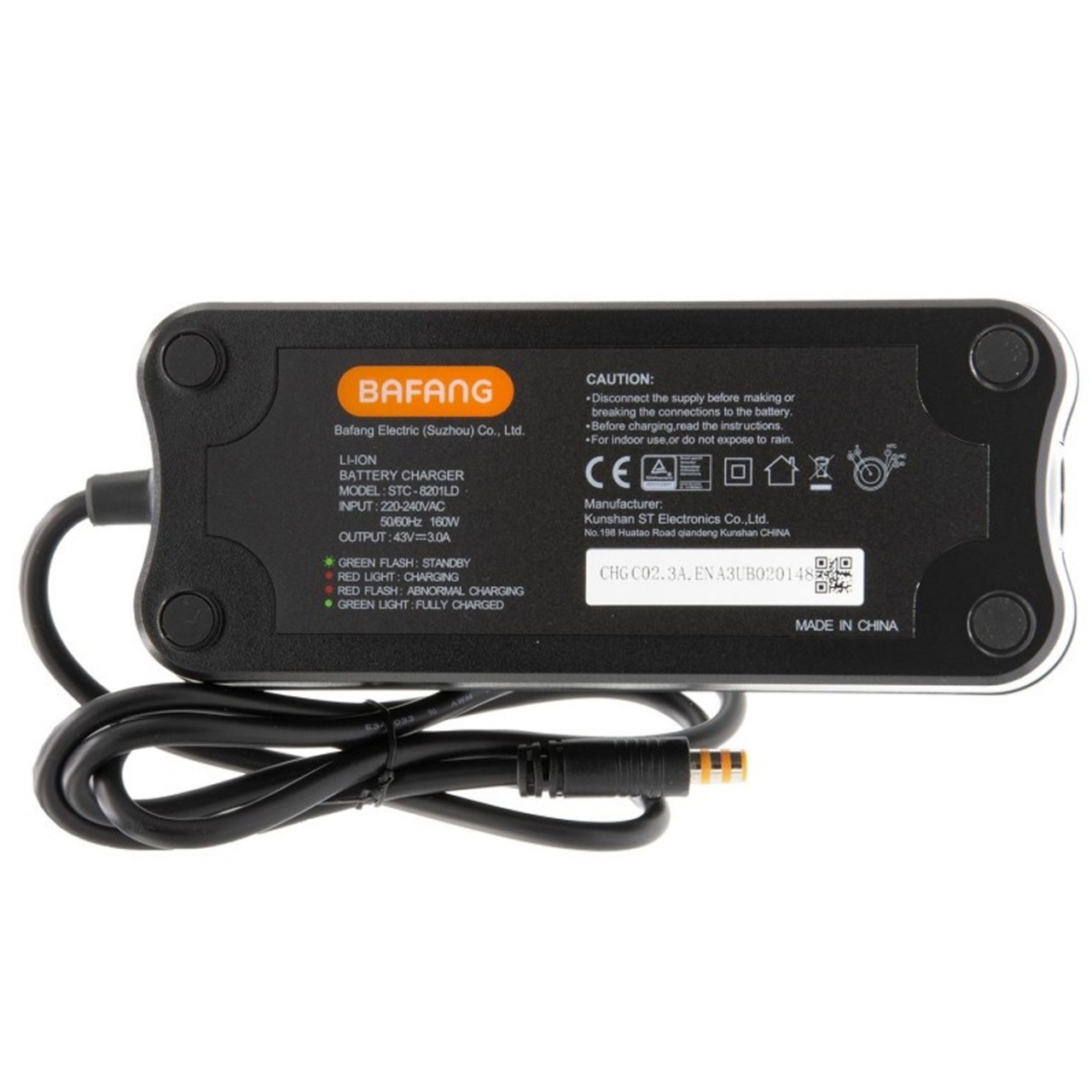 Schnell-Ladegerät nur passend für 43 Volt BAFANG Akku e-Bike, mit orangem BAFANG Hohlstecker