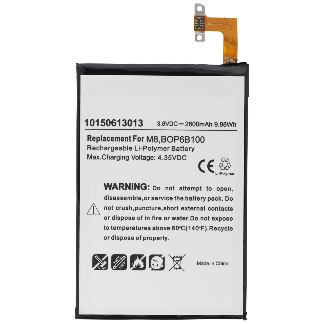 Akku passend für den HTC One M8 Akku 35H00214-00M, 35H00214-01M, B0P6B100, BOP6B100, M8S