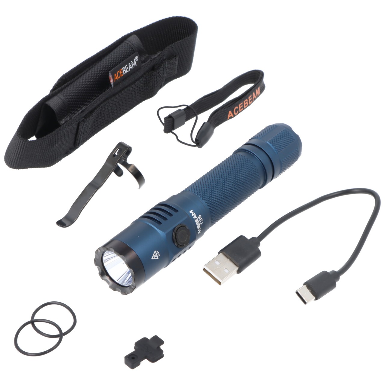 AceBeam T35 LED-Taschenlampe, 1600 Lumen, neutralweiße LED, 5.000K, blau