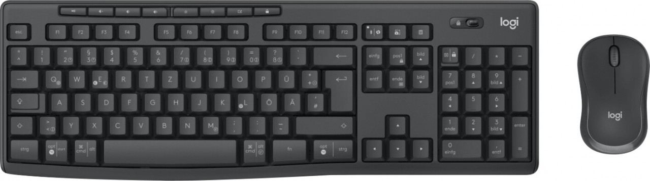 Logitech Tastatur-Maus Set MK370, Wireless, grafit Silent, DE, Optical, 1000 dpi, Bolt, Business