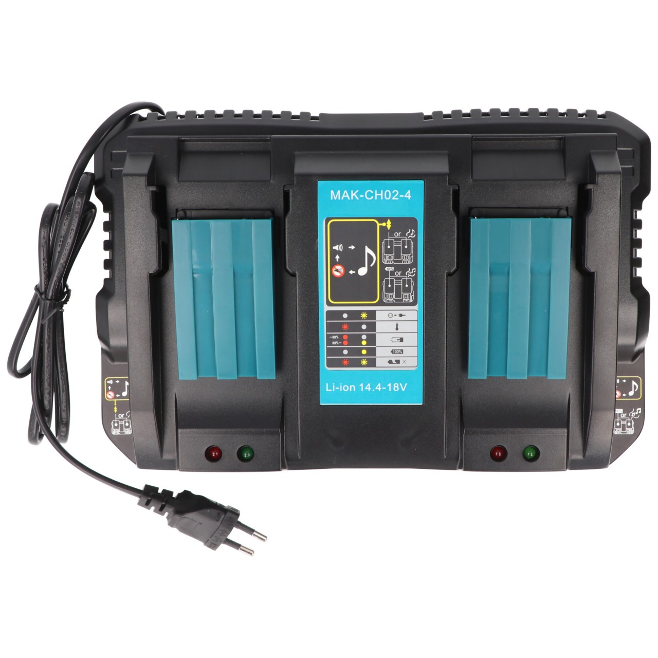 2fach Ladegerät passend für 1 bis 2 Makita Li-ion Akku, kein original Makita Akku