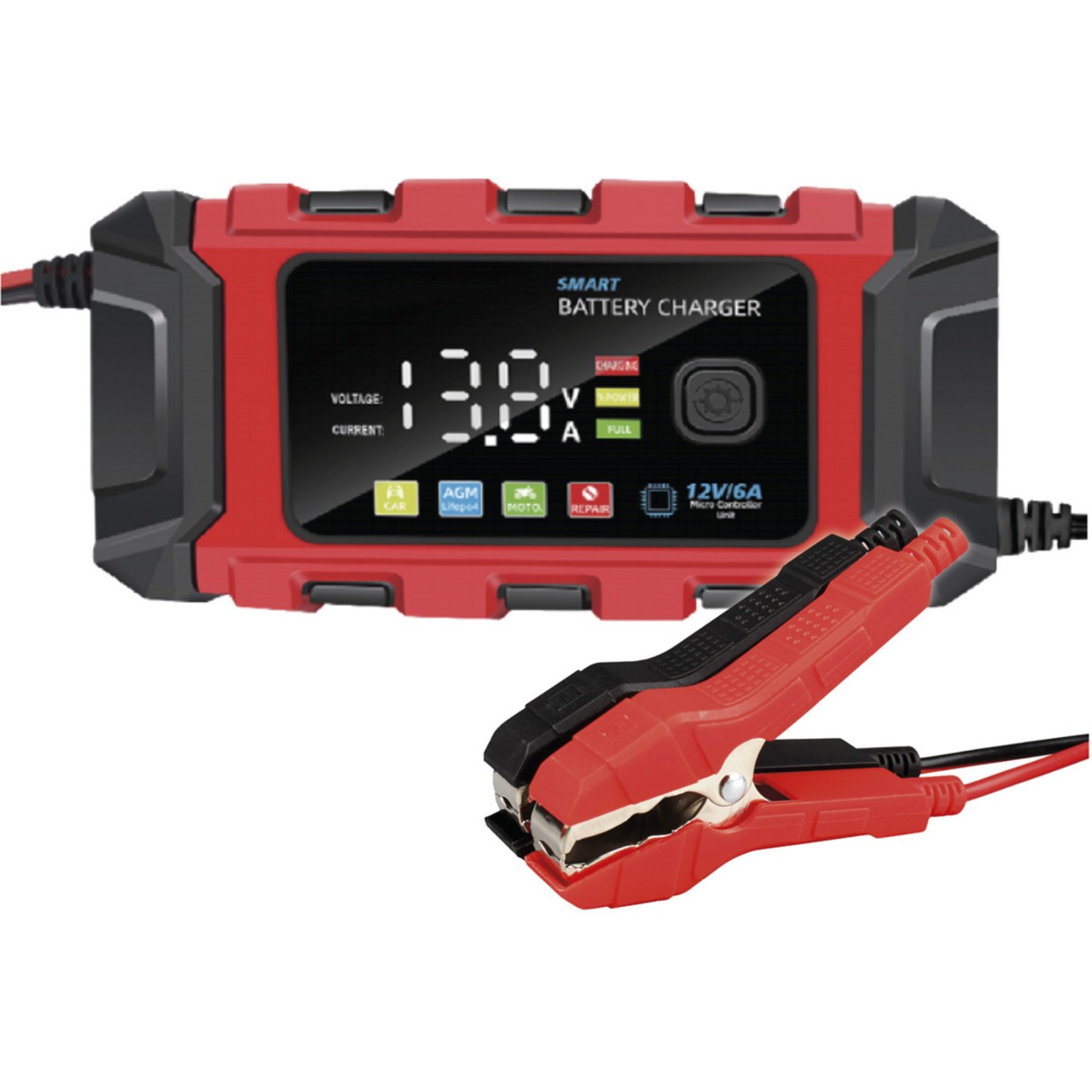 Blei Ladegerät Kfz-Autobatterie Ladegerät BC-360 6A ist ein 12V, 3-stufiges vollautomatisches Smart-Ladegerät mit LCD-Display