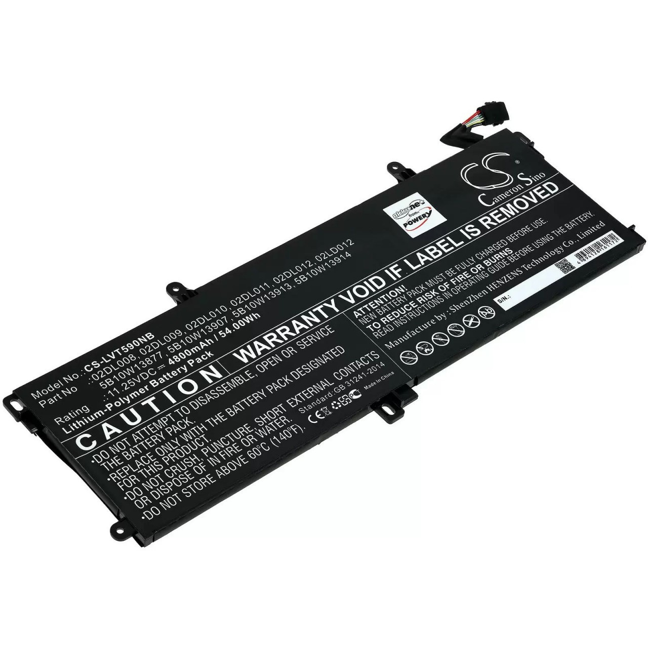 Akku passend für Laptop Lenovo ThinkPad T15 Gen 1, T590-204n4002vge, Typ SB10K97646 u.a. - 11,25V - 4800 mAh
