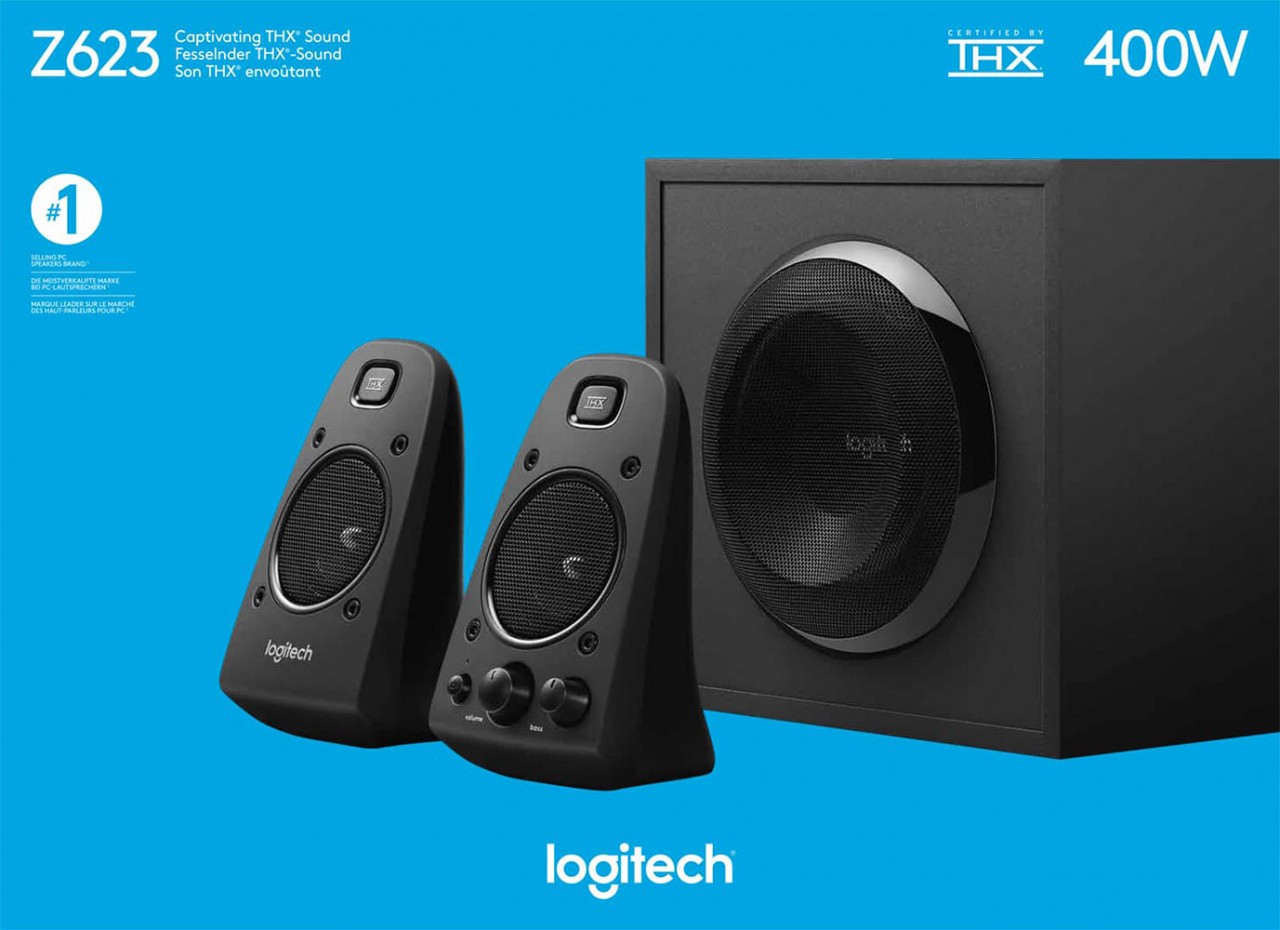 Logitech Lautsprecher Z623, Audio, Stereo 2.1, 200W Subwoofer, THX, schwarz, Retail