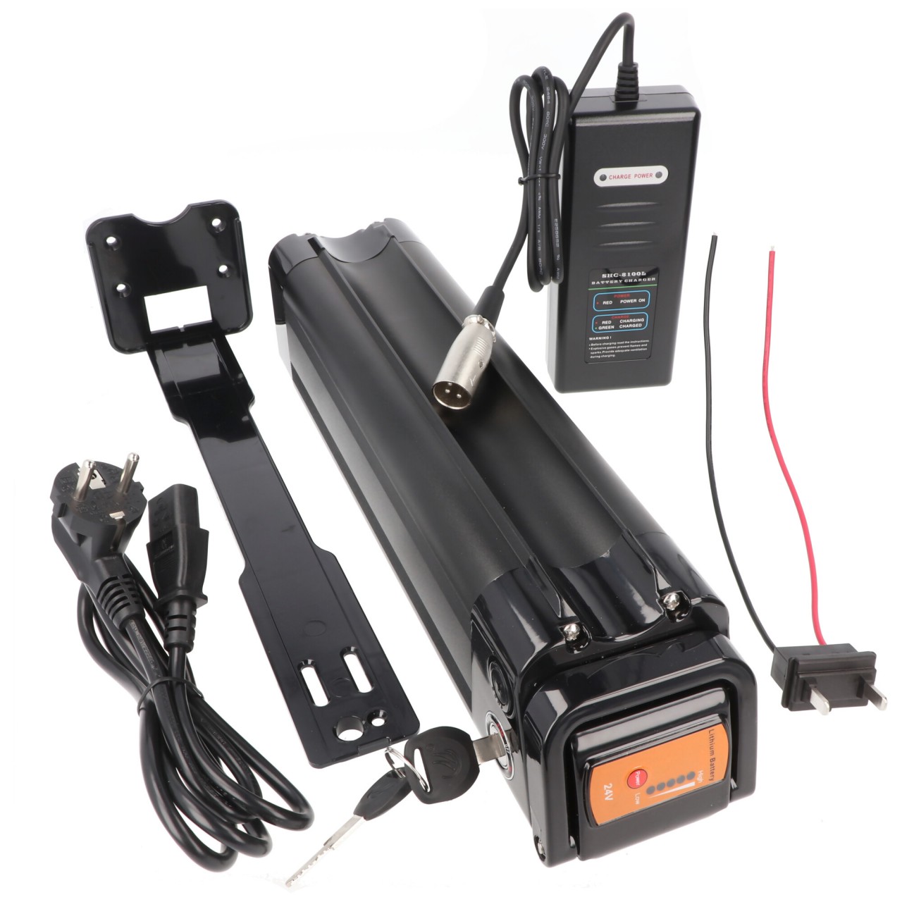 Phylion XH259-10J Akku für e-bike 24 Volt 12Ah schwarz mit Halterung und Ladegerät