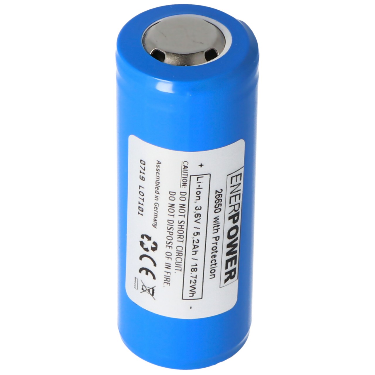 Enercig EP-26650-5200mAh Li-Ion-Akku 3,6V - 3,7V PCB Pluspol erhöht