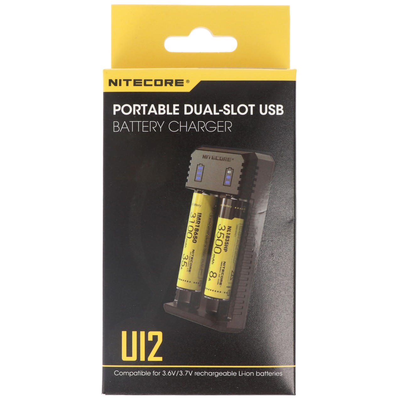 Nitecore 2fach USB-Ladegerät UI2 mit Ladestrom max. 800mAh, 3 LED, lädt 21700 mit max. 77-80mm