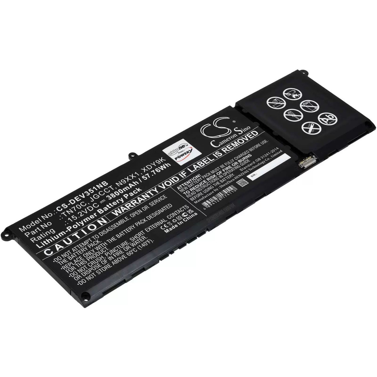 Akku passend für Laptop Dell Vostro 3510, 5410, Typ TN70C - 15,2V - 3800 mAh