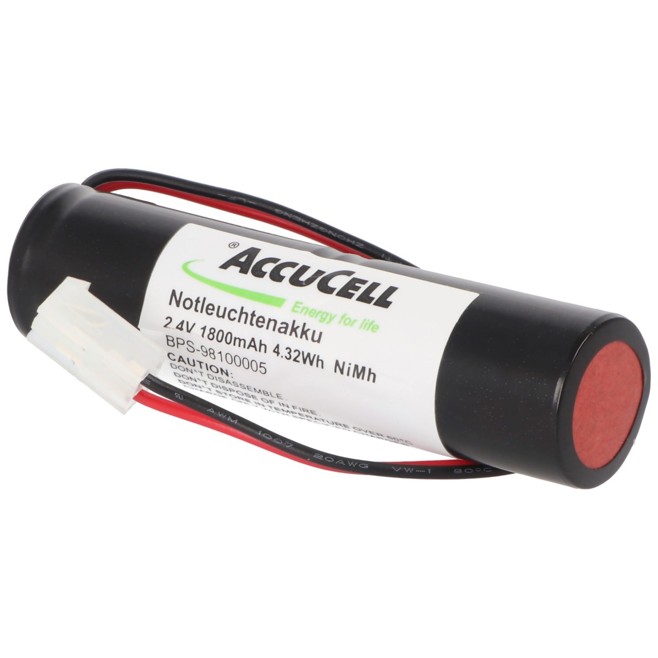Notleuchtenakku NiMH 2,4V 1800mAh L1x2 Sub-C mit 200mm Kabel und CGM2 Stecker ersetzt Elubat 275602