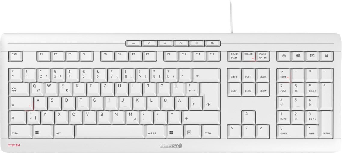 Cherry STREAM Keyboard USB hellgrau DE – Flache Tastatur mit leisem Tippgefühl, Retail