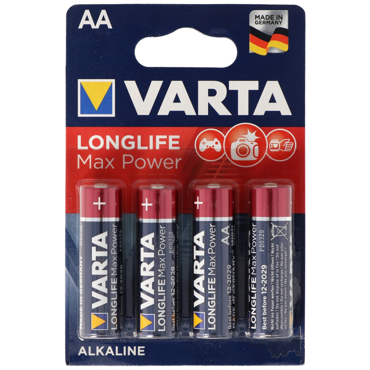 Varta Longlife Max Power (ehem. Max-Tech) 4706 Mignon AA Batterie 4-er Blister