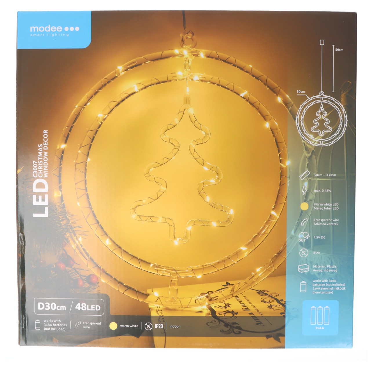 Modee LED Weihnachtsdeko Tannenbaum, 48 LEDs, batteriebetrieben, 80 cm