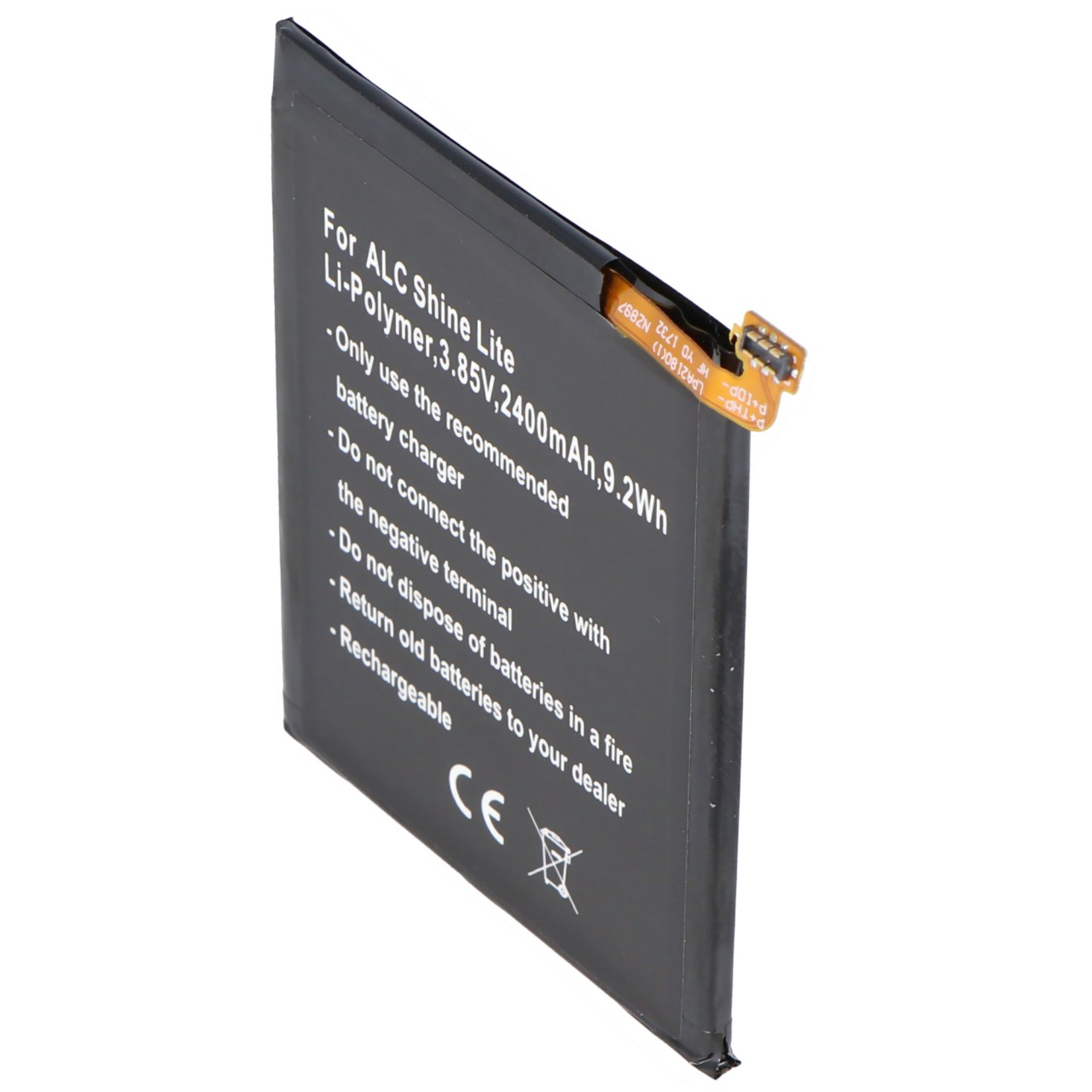 Akku passend für Alcatel Shine Lite, Li-Polymer, 3,85V, 2400mAh, 9,2Wh