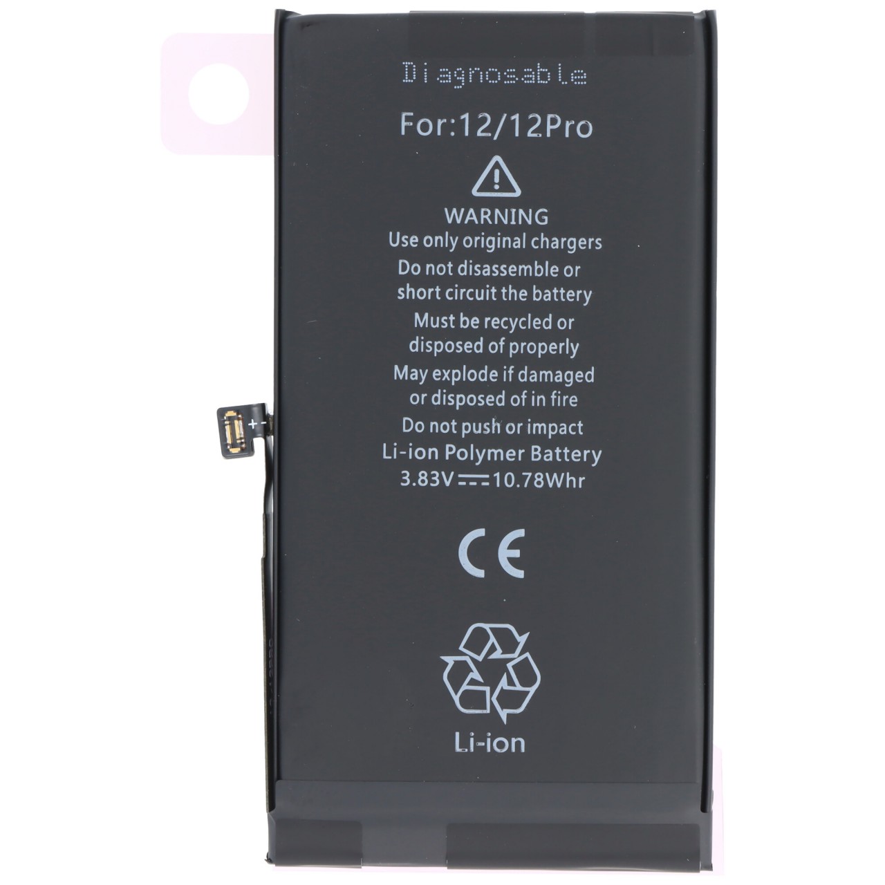 Akku passend für Apple iPhone 12/12 Pro, diagnostizierbar, Li-Polymer, 3,83V, 2815mAh, 10,78Wh, ohne Werkzeug