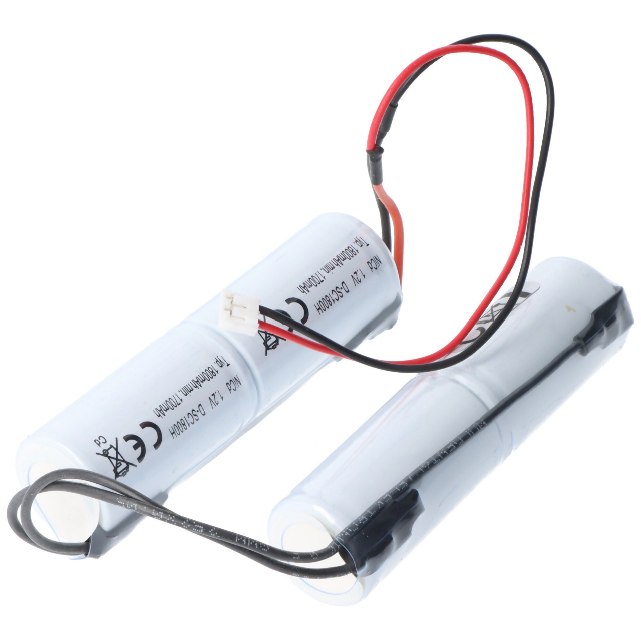 Notleuchtenakku NiCd 4,8V 1800mAh 2x L1x2 Sub-C mit Kabel und Stecker ersetzt Elubat 275 617