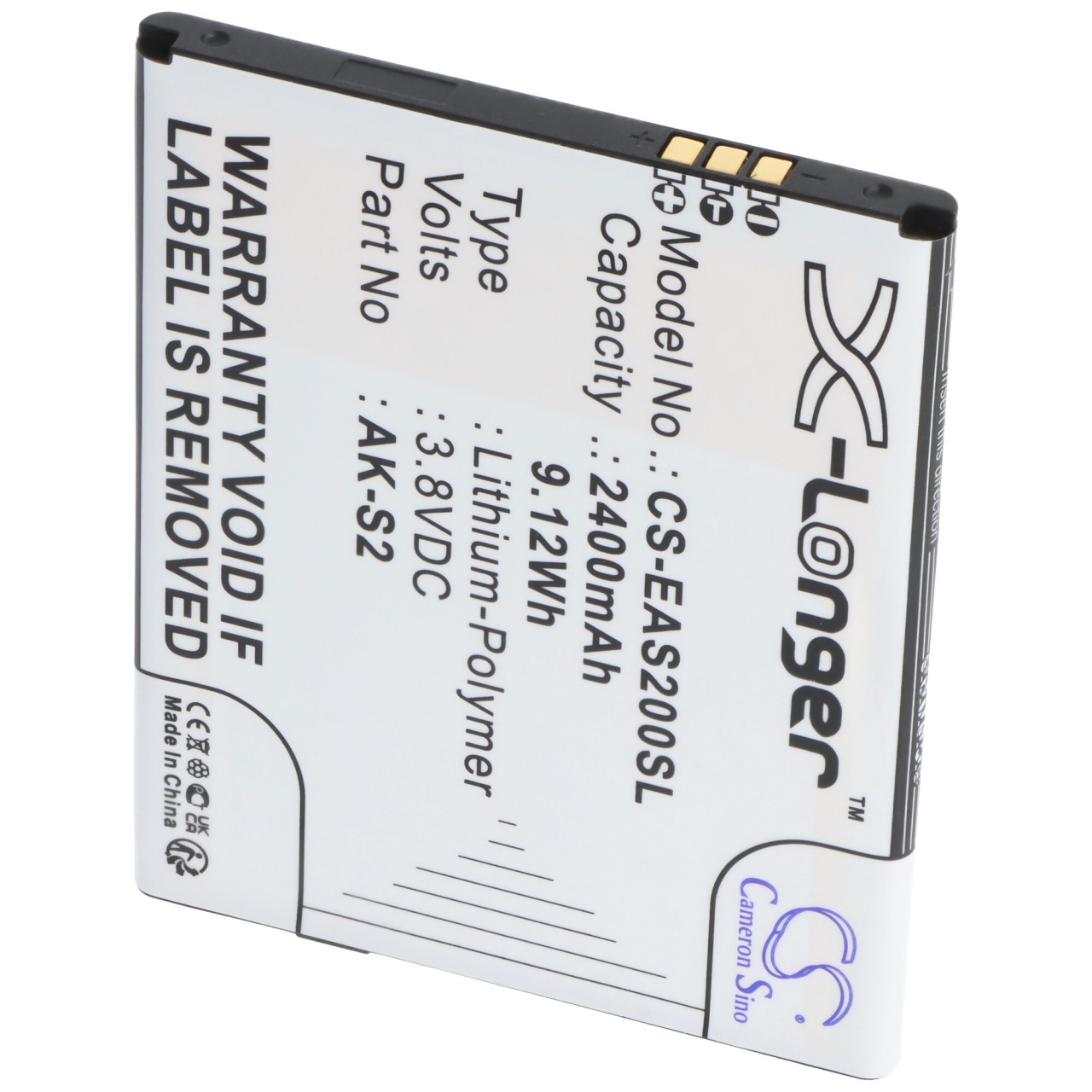 Akku passend für Emporia Smart 2, ersetzt Emporia AK-S2 Akku, 3,8 Volt 2400mAh