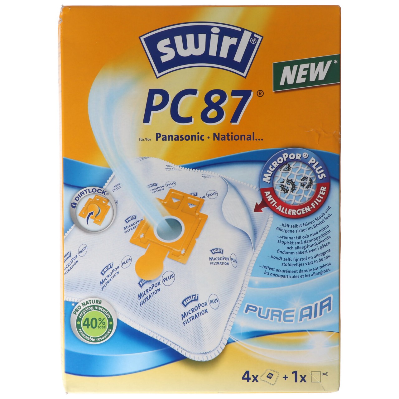 Swirl Staubsaugerbeutel PC87 (PC89/PC90) MicroPor Plus für Panasonic Staubsauger