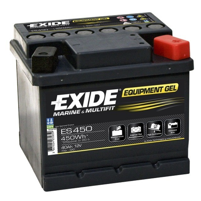 Exide Equipment Gel ES 450 (G40) Blei Akku mit M6 Schraubanschluss 12V, 40000mAh