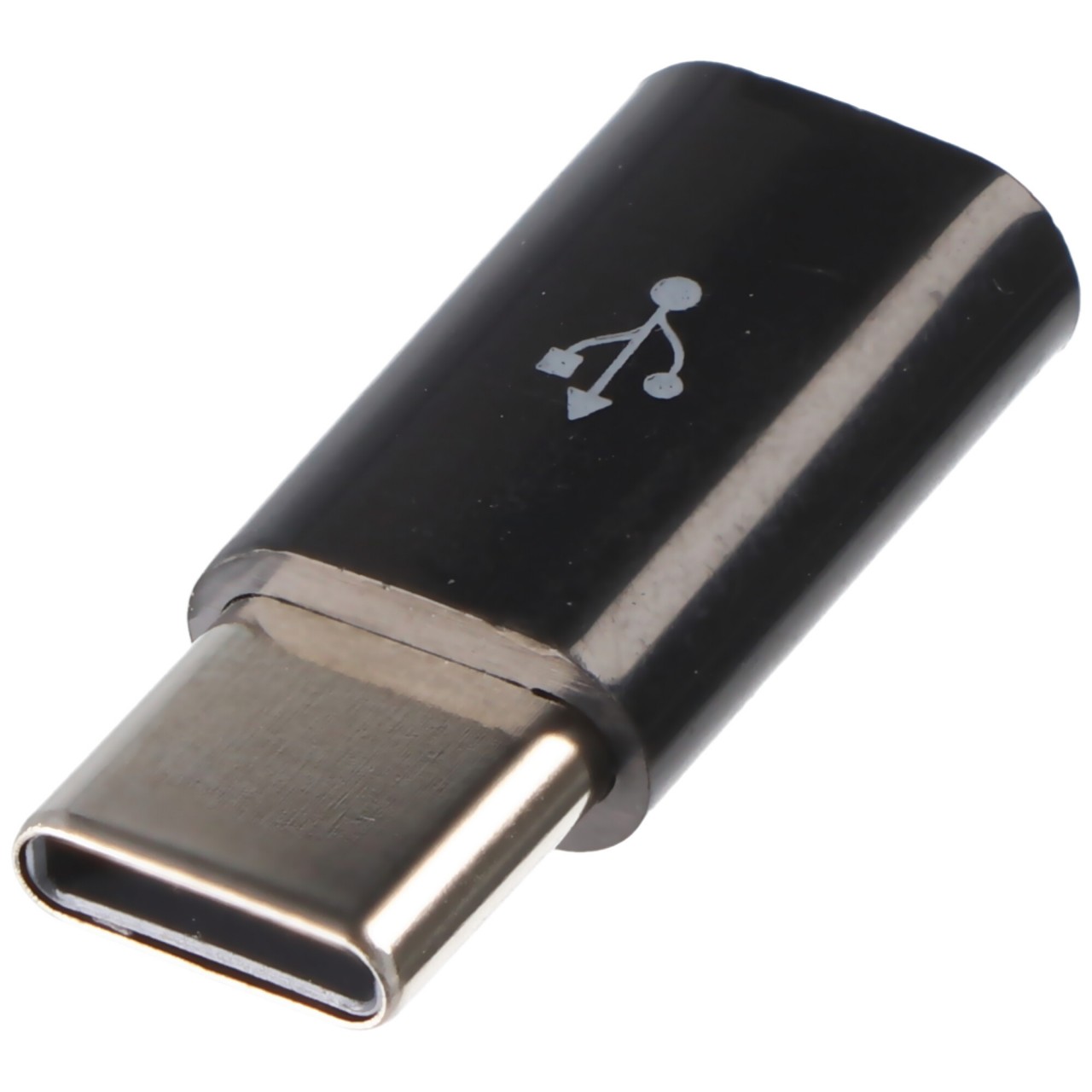 AccuCell Adapter Micro-USB 2.0 Buchse auf USB Type C USB-C Stecker schwarz