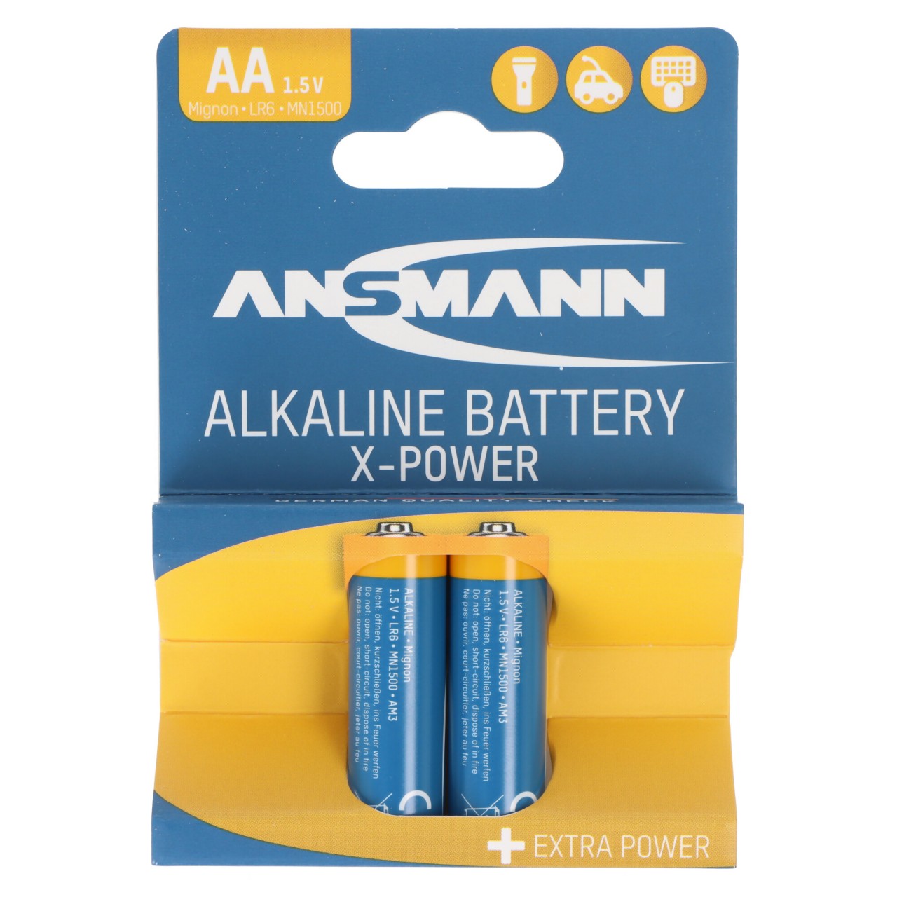 Ansmann X-Power Alkaline Batterie Mignon AA, LR6, 2er Papierblister