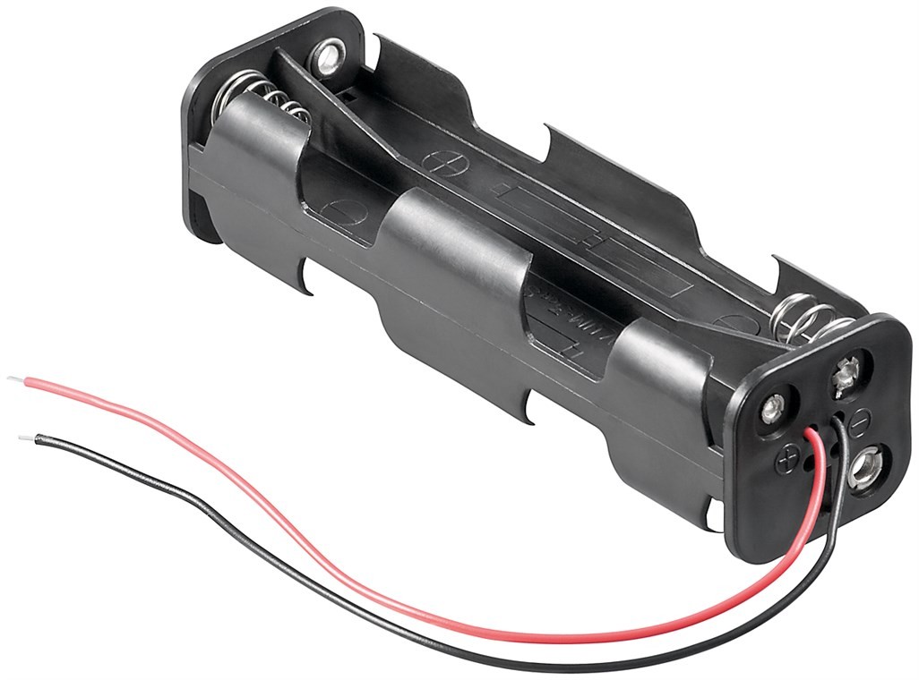 8x AA (Mignon) Batteriehalter - lose Kabelenden – Batteriehalter AA Mignon, Batterie Halterung Elektronik (Kunststoff)