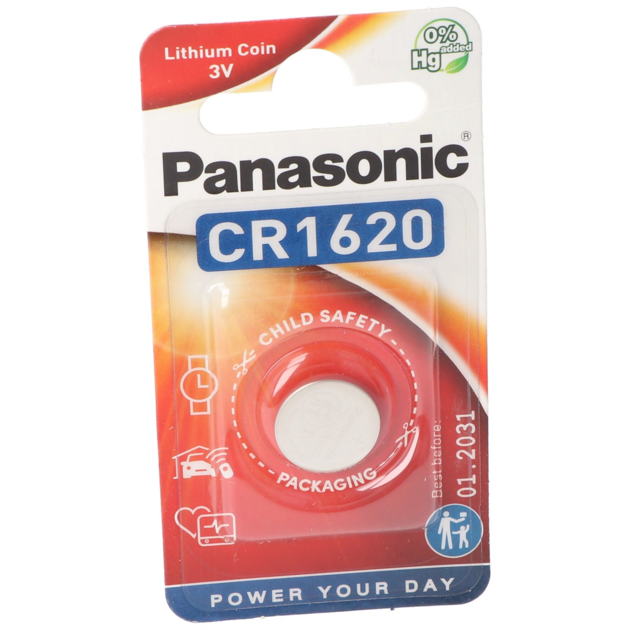 Panasonic Batterie Lithium, Knopfzelle, CR1620, 3V Electronics, Lithium Power, Retail Blister (1-Pack)