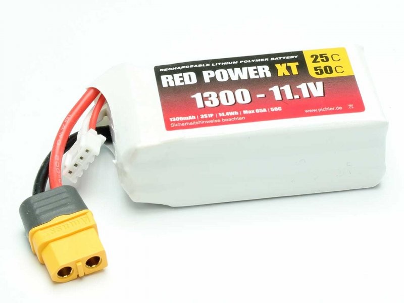Pichler RED POWER XT LiPo Akku 1300 mAh – 11,1 V 3S1P mit XT60 Stecker