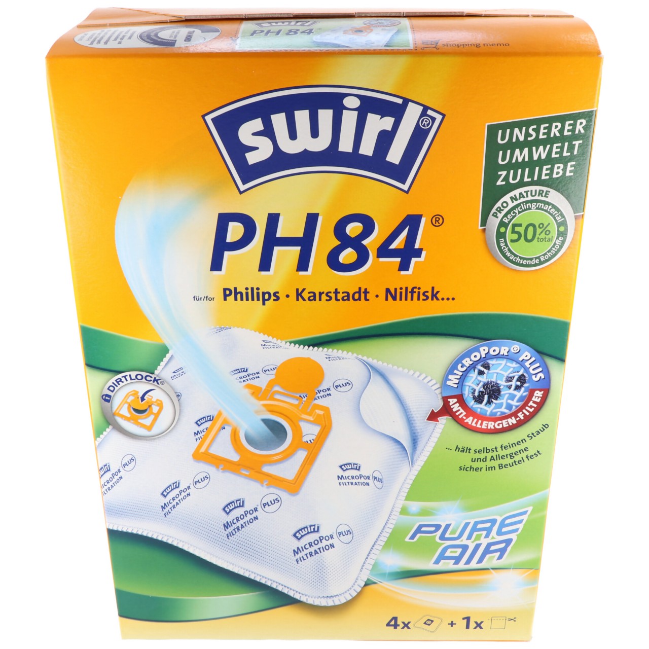Swirl Staubsaugerbeutel PH84 MicroPor Plus für Philips, Karstadt und Nilfisk Staubsauger