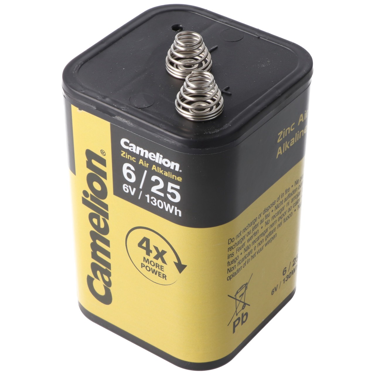 Zinc Air Alkaline 4LR25 6 Volt, 25Ah, 130Wh, Batterie mit bis zu 4mal mehr Leistung als die Standard 4R25