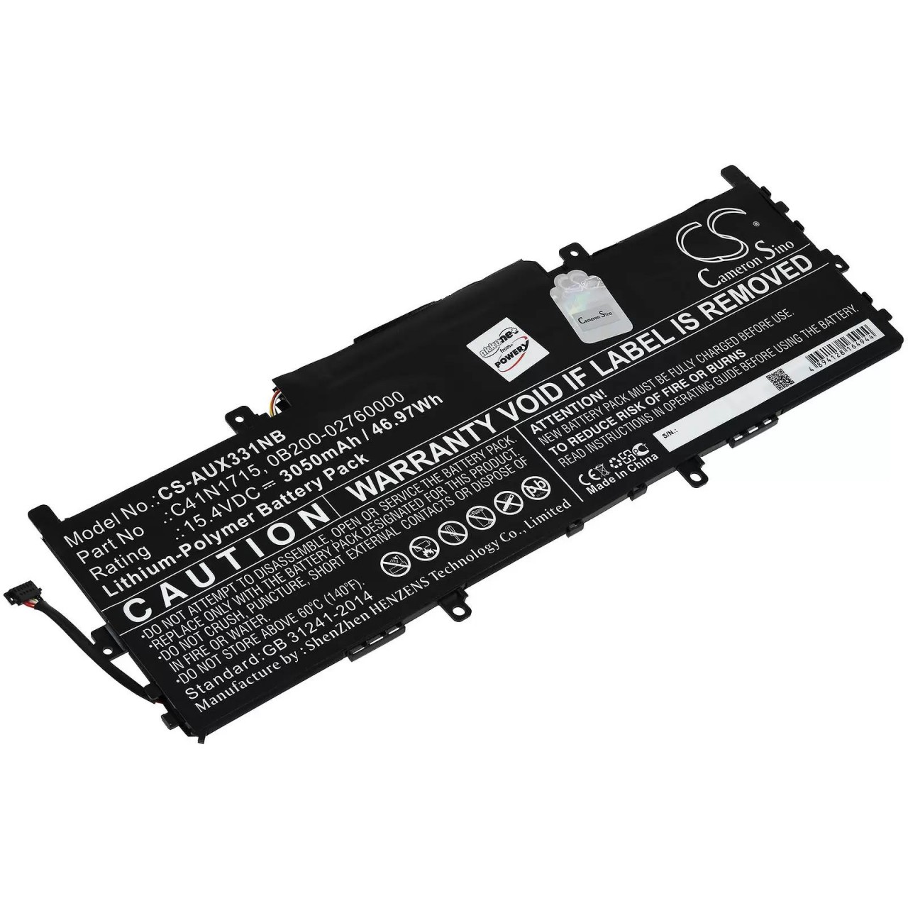 Akku passend für Laptop Asus Zenbook UX331FN-EG023R, UX331UAL-EG050T, Akku-Typ C41N1715 - 15,4V - 3050 mAh