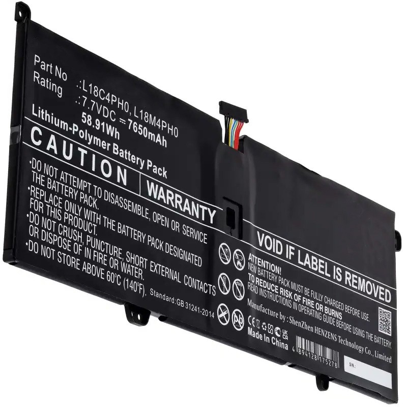 Akku passend für Laptop Lenovo Yoga C940-14IIL Typ L18C4PH0 - 7,7V - 7650 mAh, Anschluss-Stecker mit 10 Kabeln