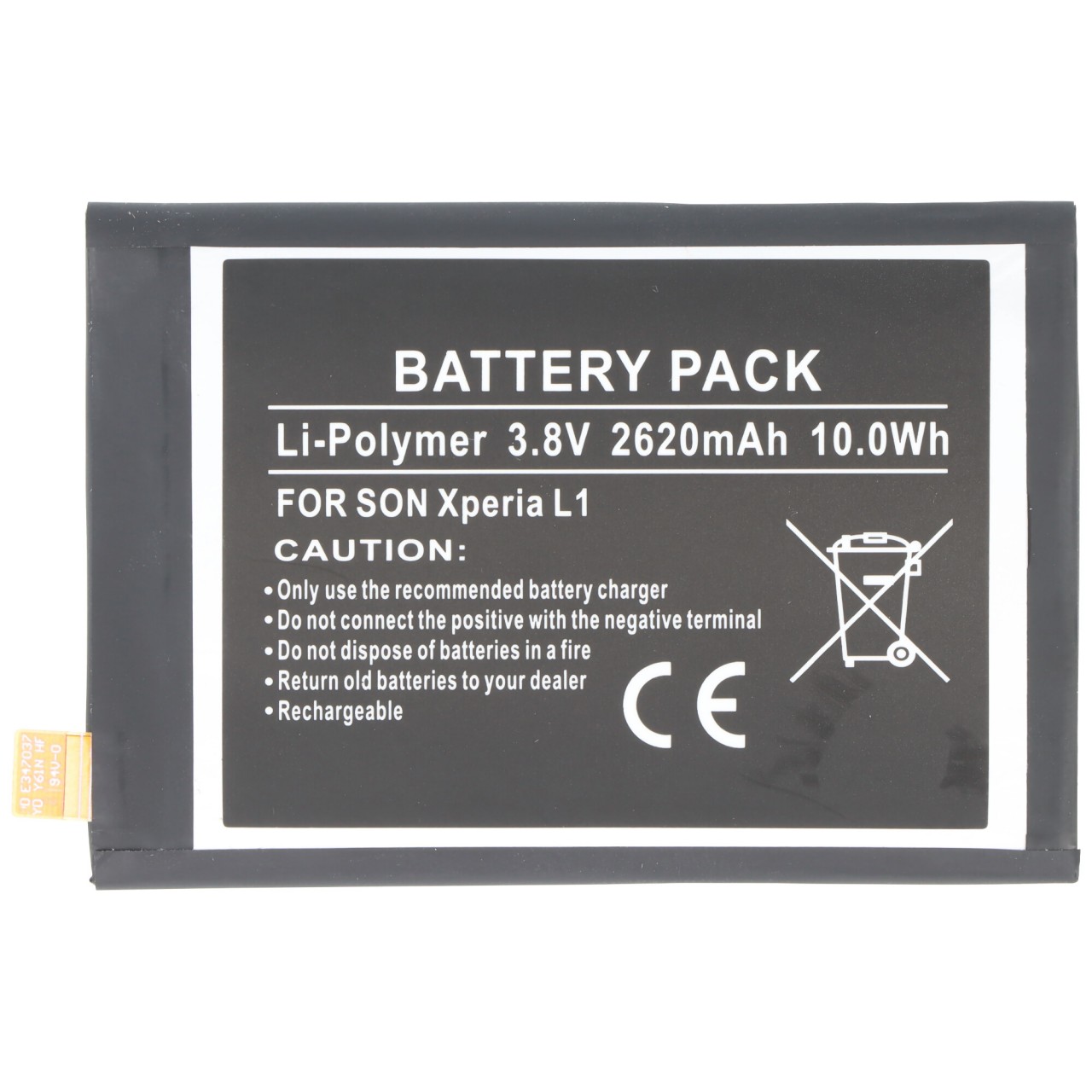 Akku passend für Sony XPERIA L1, Li-Polymer, 3,8V, 2620mAh, 10,0Wh, built-in, ohne Werkzeug