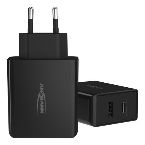Ansmann USB PD Ladegerät, HC265PD, 2x USB-Ladeports, 65W, für Notebooks geeignet