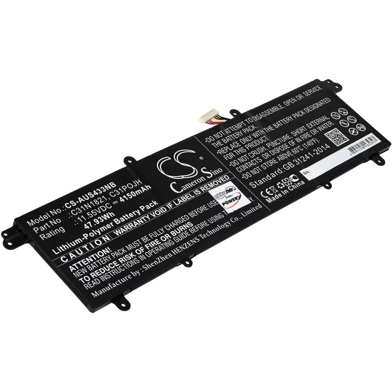 Akku passend für Laptop Asus VivoBook S14 M433IA-EB069T, S15 M533IA-BQ097T, Typ C31POJH - 11,55V - 4150 mAh