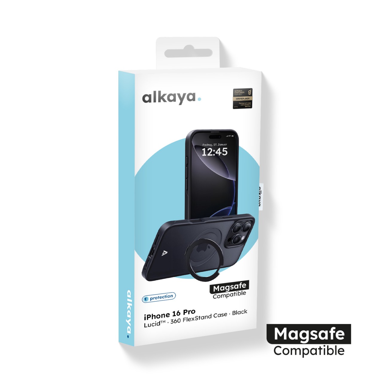 alkaya. LUCID 360 FlexStand Handy Schutzhülle iPhone 16 Pro