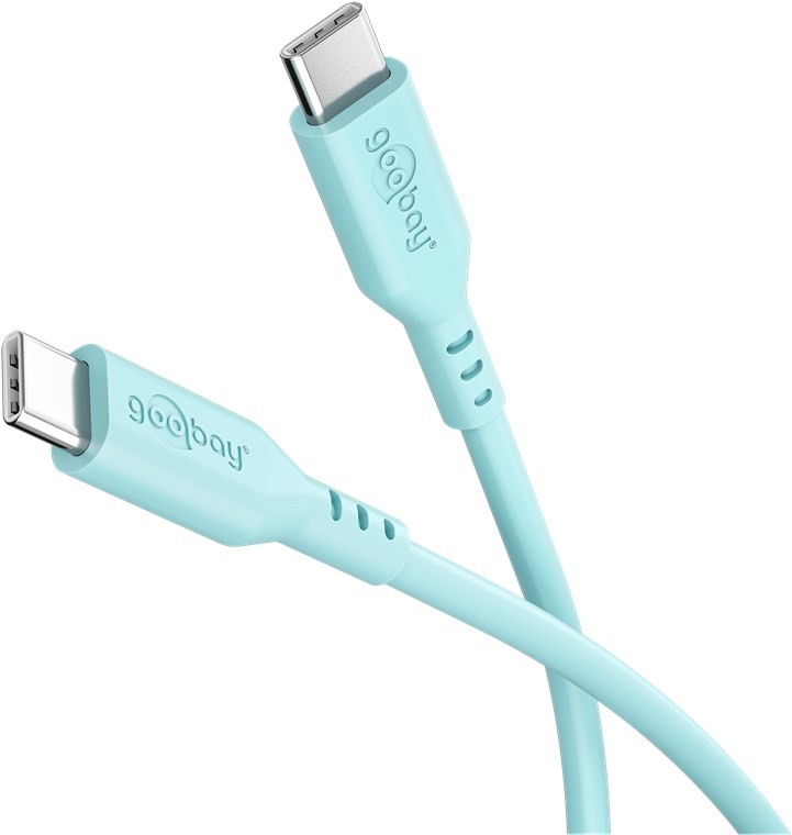 USB-C Silikon-Ladekabel, für USB-C Geräte, schnellladefähig, Knickschutz, Länge 1,5 Meter, türkis