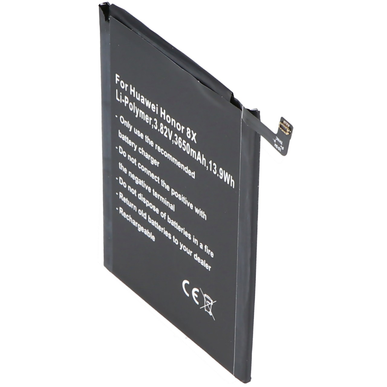 Akku passend für Huawei Honor 8X, Li-Polymer, 3,82V, 3650mAh, 13,9Wh, built-in, ohne Werkzeug