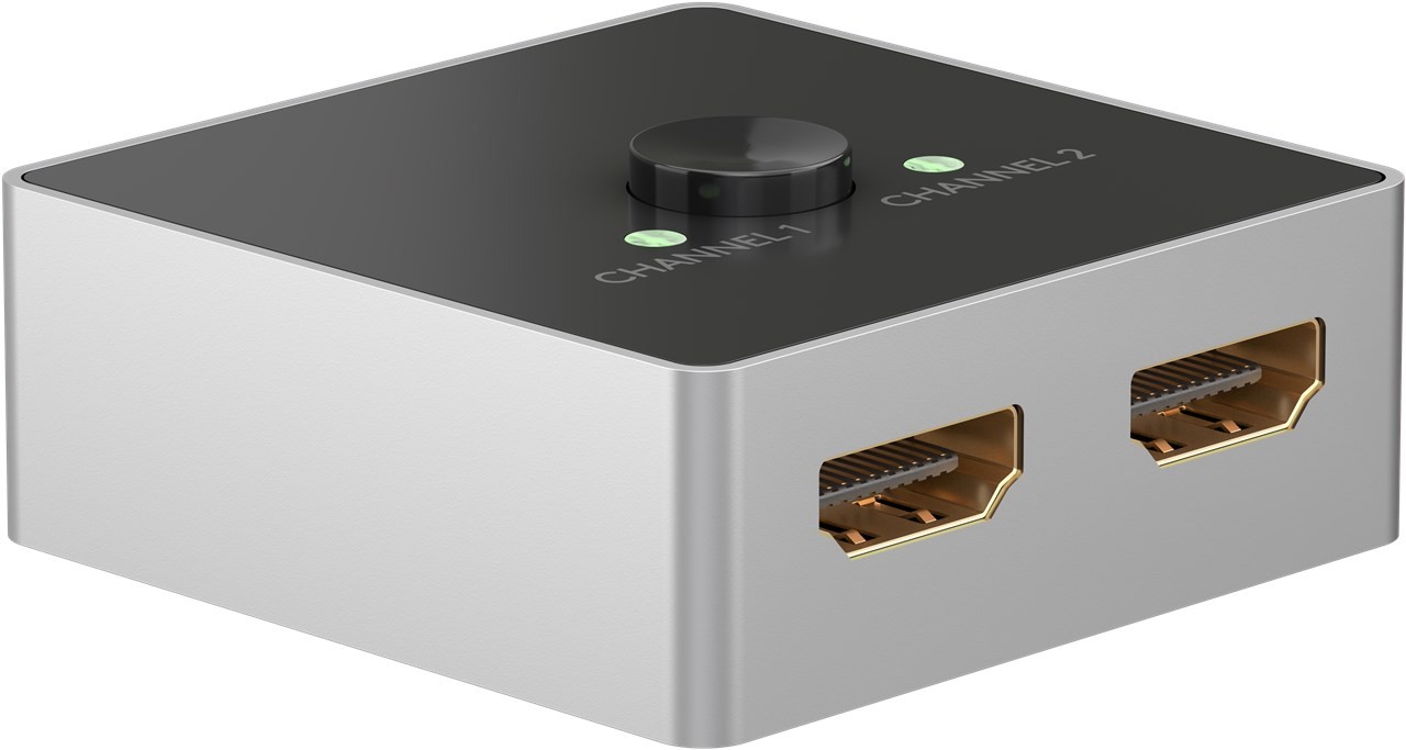 Goobay Manuelle HDMI™-Umschaltbox 2 auf 1 (4K @ 60 Hz) - zum Umschalten zwischen 2x HDMI™-Geräten angeschlossen an 1x HDMI™-Display