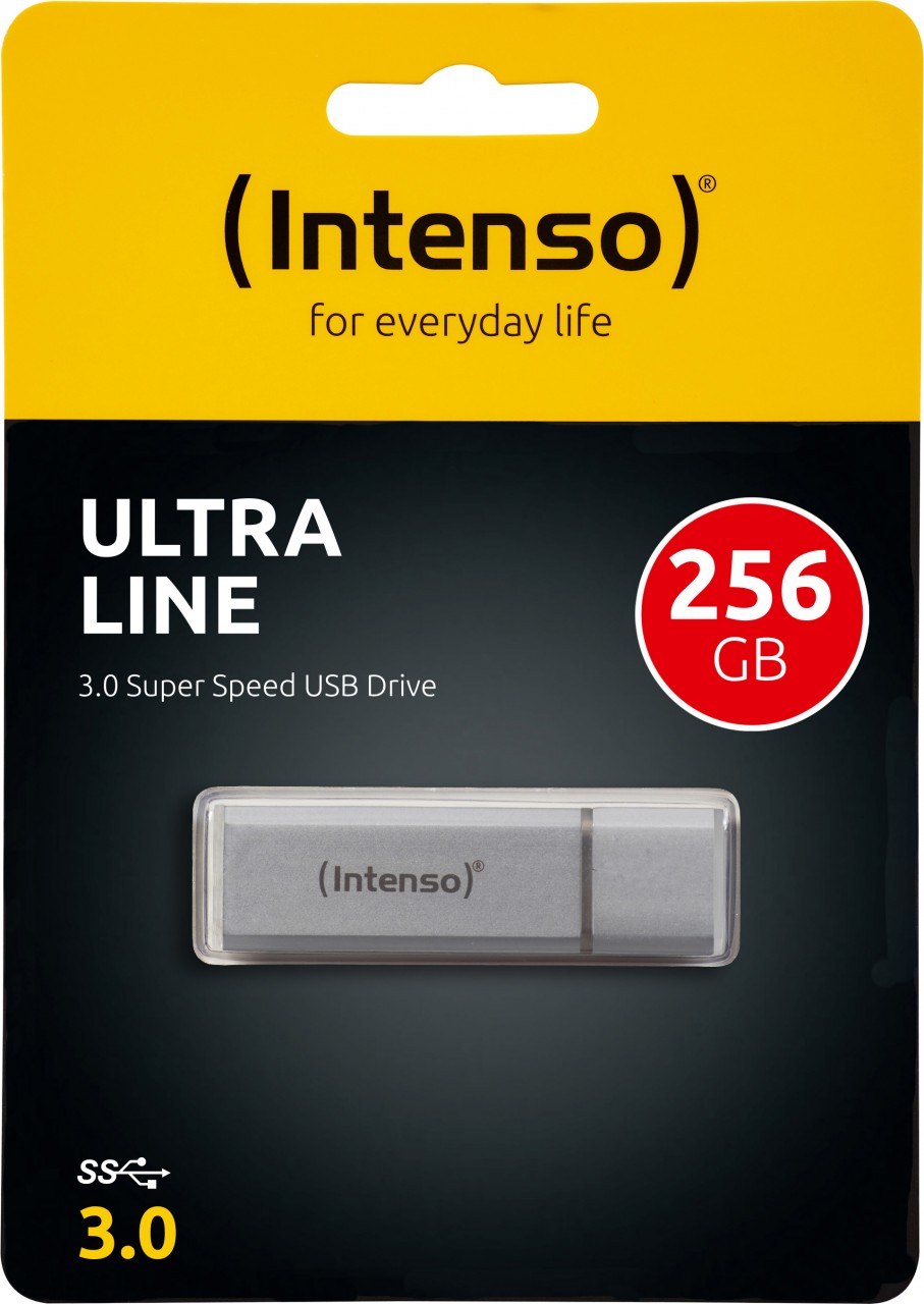 Intenso USB 3.0 Stick 256GB, Ultra Line, silber Typ-A, (R) 70MB/s, Retail-Blister