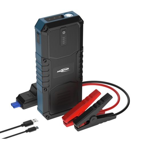 Ansmann Jump Starter 16.0, kompakte 12V Starthilfe mit Powerbank und LED-Taschenlampe, für Motorrad, Auto oder Boot