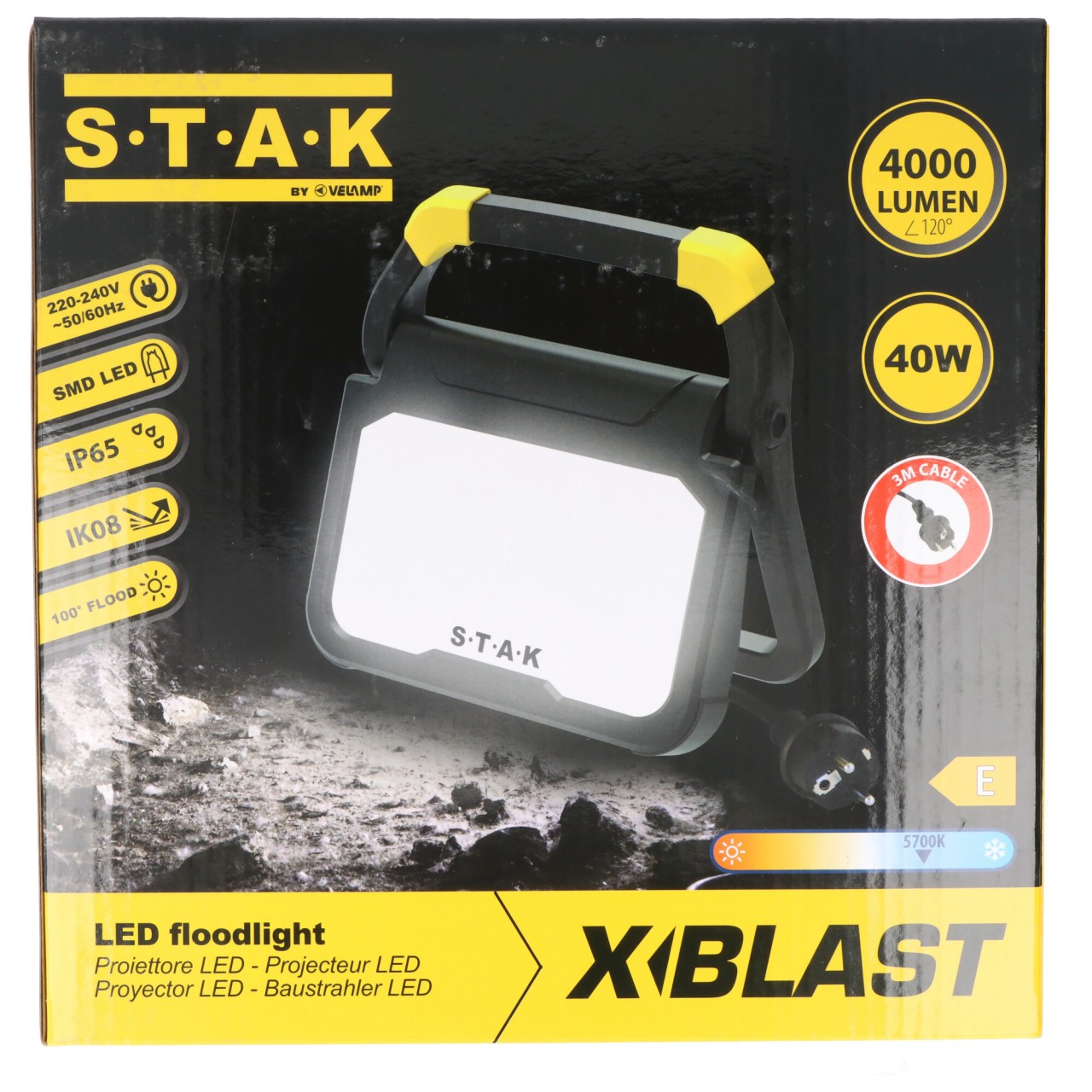 40W LED Arbeitsscheinwerfer mit max. 4000 Lumen, 3 Meter Kabel