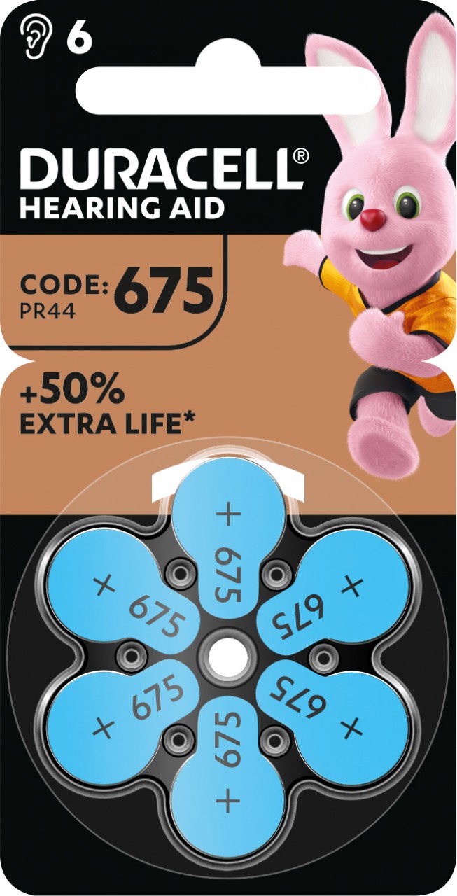 Duracell Batterie Zinc Air, 675, 1.4V Easy Tab, Retail Blister (6-Pack) Hörgerätebatterie