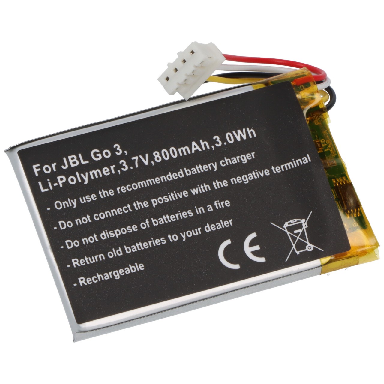 Akku passend für JBL Go 3, Li-Polymer, 3,7V, 800mAh, 3,0Wh
