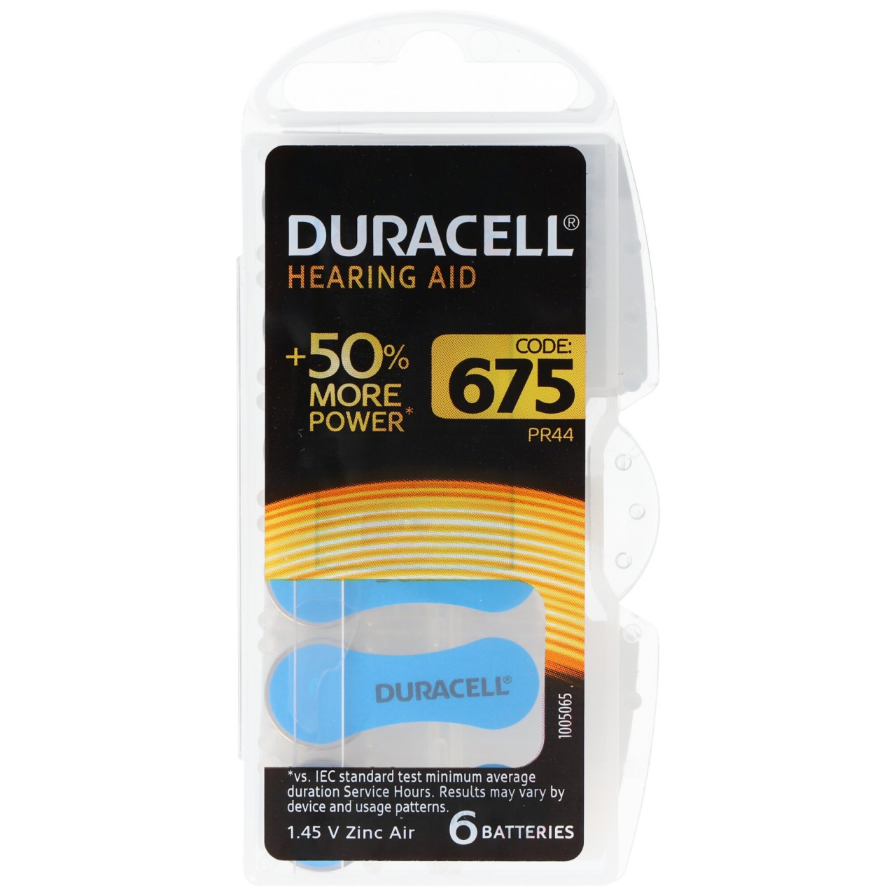 Duracell Batterie Zinc Air, 675, 1.45V Activair, Retail Blister (6-Pack) Hörgerätebatterie