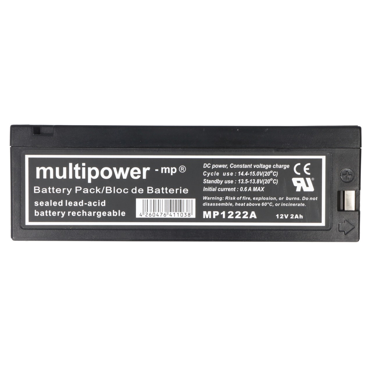 Multipower MP1222A 12V 2,2Ah ersetzt LC-SA122R3BG Bleiakku AGM Blei Gel Akku