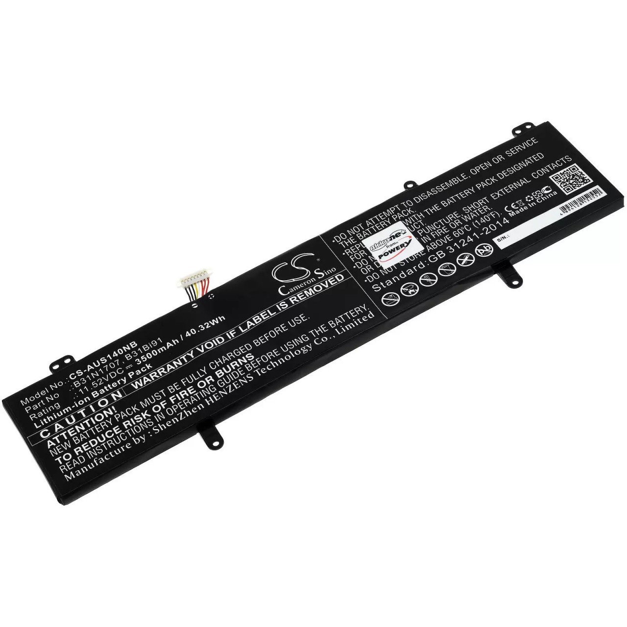 Akku passend für für Laptop Asus VivoBook S14 S410UN, Typ B31N1707 u.a. - 11,52V - 3500 mAh